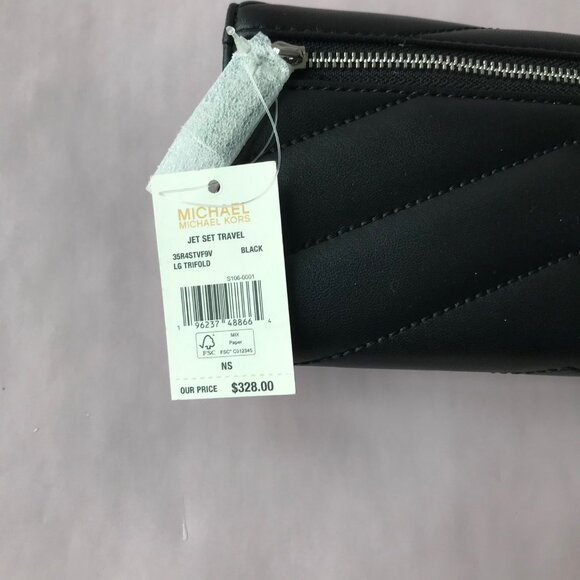 Michael Kors Jet Set Travel LG Trifold Women's Wallet - Black MSRP $328 - Picture 13 of 14